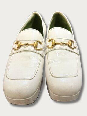 Gucci Horsebit Platform Loafers Ivory Leather EU 42 / US 9.5